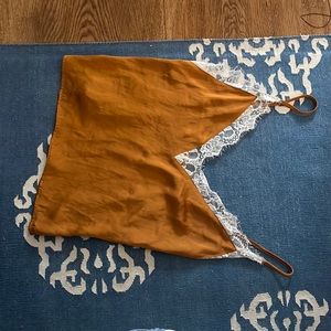 Gold lace silk going out top